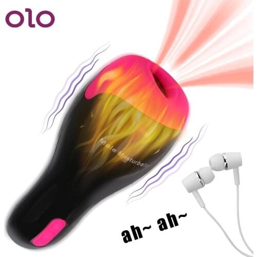 OLO12 Frequency Automatic Heating Voice Sex Cup Blowjob Masturbator Sucking Vibrator Male Masturbation Cup Sex Toy for Men