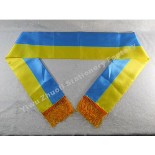 Factory Supply Stock Scarf Satin Printing Ukraine Flag Scarf 120X12CM Scarves Free Shipping