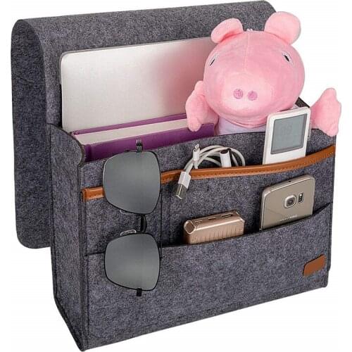 Bedside Caddy, 4 Pockets Large Size Bedside Storage Organizer Sofa Stoarage Bags for Magazine Remotes Phone