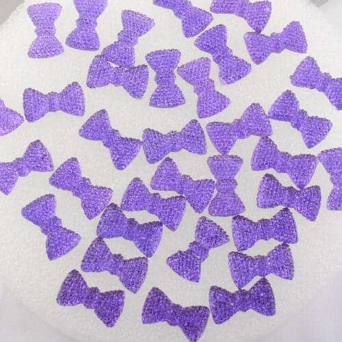 BOLIAO 20Pcs 12*20 mm (0.47*0.79 In) Bow Shape Resin Purple Scrapbook Shiny Delicate Clothes/Bags/Hats Decoration Craft DIY