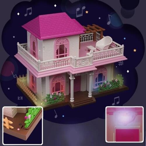 Forest Family Furniture Simulation Model Villa Kids DIY Montessori Pink House Miniature Dollhouse Girls Playhouse Playsets Gift
