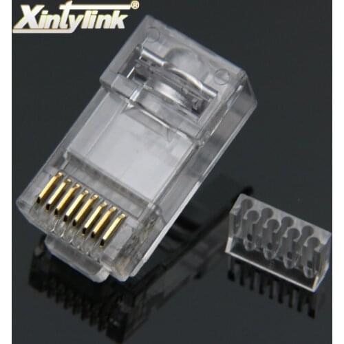 Xintylink ethernet cable connector rj45 plug cat6 lan network conector rj 45 8p8c modular cat 6 utp unshielded gold plated 50pcs