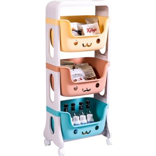 Childrens Toy Storage Rack Macaron Color Series Cartoon Smiley Face Pattern Thickened Layered Storage Rack Storage rack