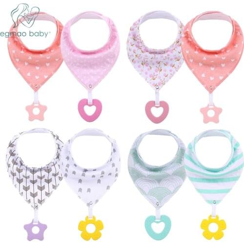 2 PCS/LOT Cotton Newborn Baby Bandana Bibs Babador Feeding Burps Cartoon Infant Baby Bibs with Strap Baby Clothing Accessories
