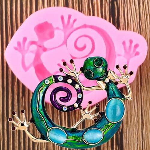 3D Gecko Lizard Silicone Fondant Molds Polymer Resin Clay Mould Cake Decorating Tools Candy Chocolate Gumpaste Mold