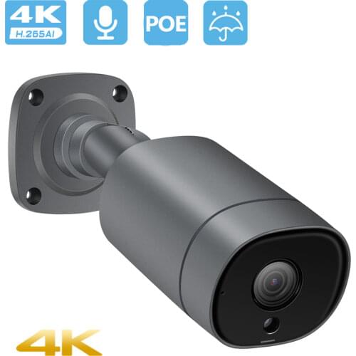 4K 8MP 4MP Ultra HD H.265 POE IP Camera Audio Motion Detection Alert Bullet Outdoor Video Surveillance Camera IR Night Vision