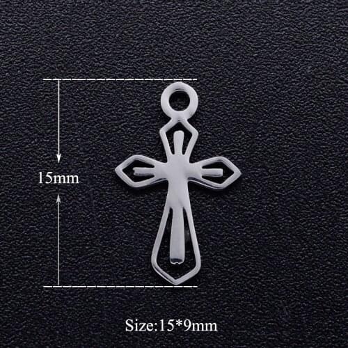 5pcs/lot Jesus Crhis Cross Stainless Steel DIY Charms Wholesale DIY Pendants for Necklace Making Never Rust