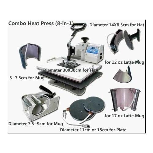 8 IN 1 Tshirt/Mug/Cap/Plate Combo heat press machine,Heat press,Sublimation machine,Press machine,Heat transfer machine
