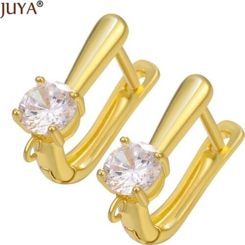 Accessories For Earrings Making 4 Colors Copper Zircon Leverback Earring Hooks Clasps Fittings