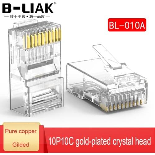 B-LIAK10P10C RJ45 RJ48 RJ50 Cat5E UTP Ethernet Connector Network Modular Crystal Plug 10-Pin Network Cable Connector