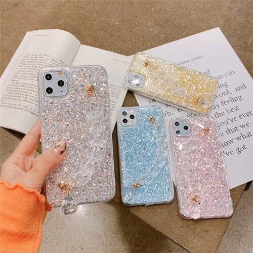Fashion Glitter Sequins Jelly Phone Case For VIVO V20 SE Y50 Y30 Y15 Y12 Y19 Y91 Y95 V19 V15 X60 X27 Y51 2020 Wristband Cover