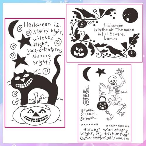 Halloween Series NEW Clear Stamps For Scrapbooking/Craft Supplies Bullet Journal Background Rubber Stamp Sentiment Card Making