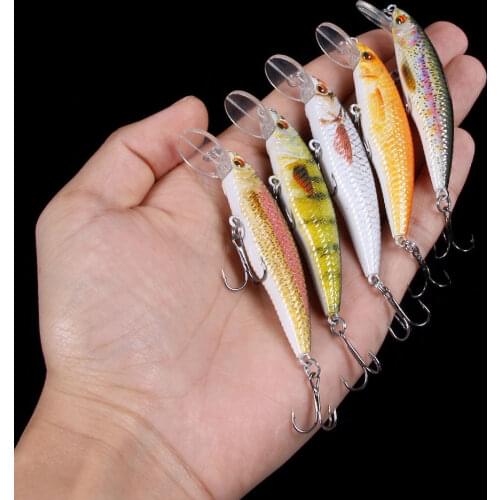 Hengjia 1pcs 8cm 7g Artificial Wobbler Minnow Crankbait Fishing Lure 3D Lifelike Hard Bait for Bass Pike Fishing Tackle