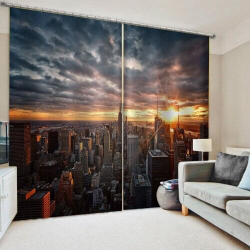 Customized size Luxury Blackout 3D Window Curtains building city curtains windproof thickening blackout fabric