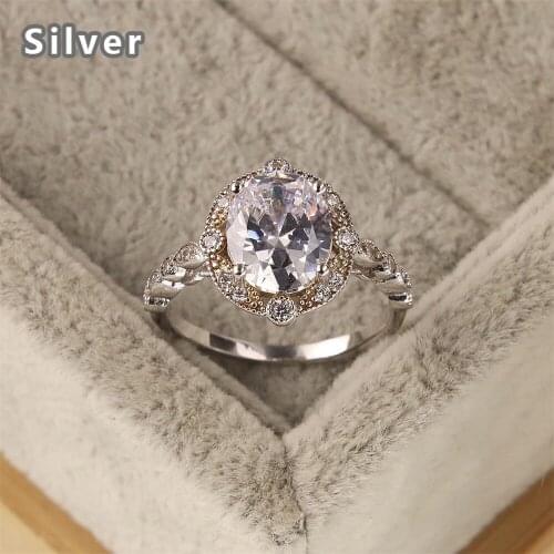 Fashionable 925 sterling silver ring inlaid with platinum zirconium crystal transparent crystal luxury jewelry womens gift