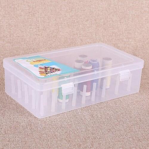 Sewing Thread Box Organiser Craft DIY Bobbins Storage Case & Support Poles