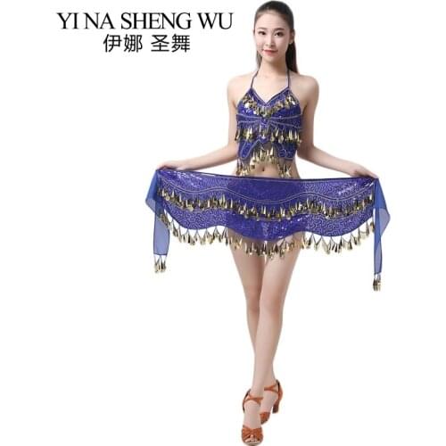 Belly Dance Costume Adult Sexy Sequins Coins DS Costumes Belly Dance Jazz Dance Steel Tube Dance Stage Performance Clothes 2Pcs