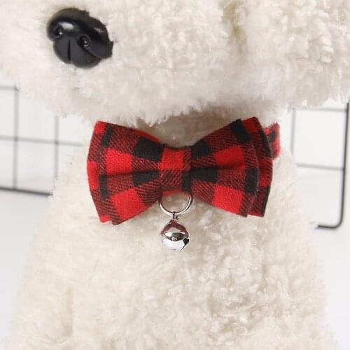 Colorful Plaid Grid Cat Collars Cotton Striped Bowknot Necklace Bulldog Chihuahua Bow Tie Puppy Small Dog Party Bandana Collar