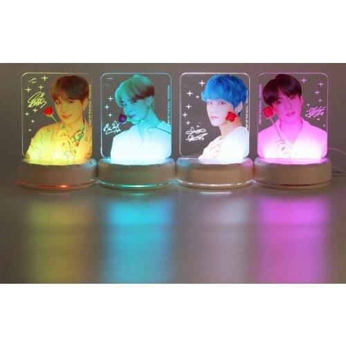 Color Changing Kpop Bangtan Boys LED Plastic Acrylic Lightstick Night Light Stand Picture Acrylic Persona Model Ornament Figure