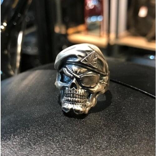 Retro fashion punk one eye skeleton ring skeleton ring mens punk motorcycle Party Jewelry Gift