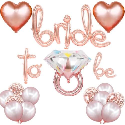 1 Set Bride To Be Letter Foil Balloons Set Rose Gold Love Heart Latex Ballons Wedding Party Decoration Anniversary Supplies