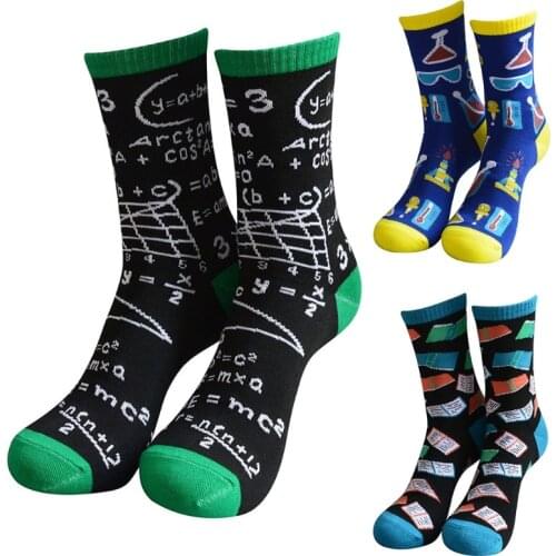 Novelty Funny Saying Crew Socks Colorful Books Science Math Letters Hosiery Gift 6XDA