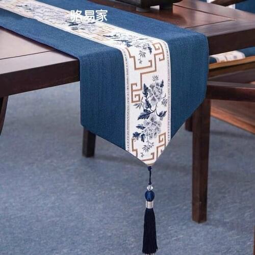 New Chinese table flag Zen tea table decorative cloth long TV cabinet long table flag custom Chinese style tea table cloth