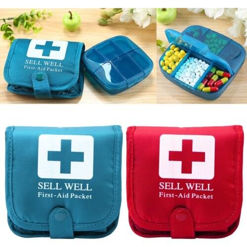 New Outdoor Camping Home Survival Portable First Aid Bag Medicine Pill Box Case Red/Blue 'qingcang