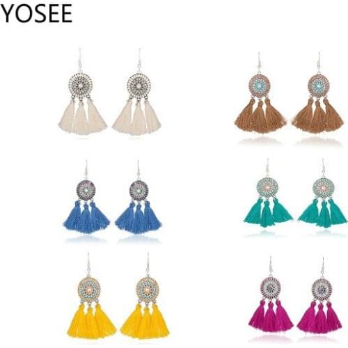 New Sunflower Long Tassel Earrings