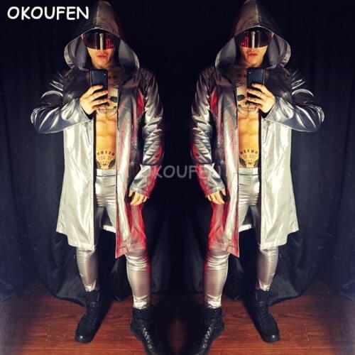 New Mirror Mirror Silver Hip-hop Cloak Clothing Suit Nightclub Singer Bar DS Stage Costume Party Dance Costume