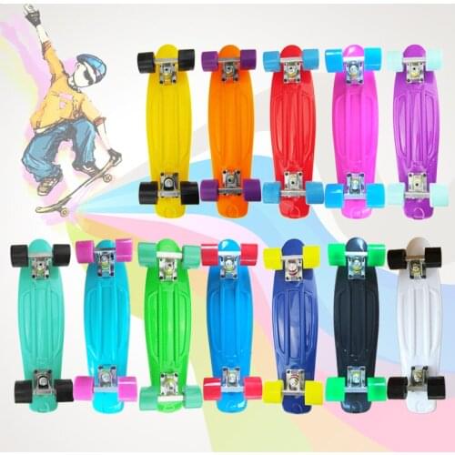 Pure Color Plastic Fish Board Skateboard Four-Wheel Scooter Single Tilt Skateboard Outdoor Sports Toy Beginner Scooter Pulley
