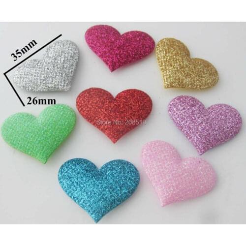 PANVAW 120pcs glitter heart shape patches 35mm multicolors DIY ornaments accessories