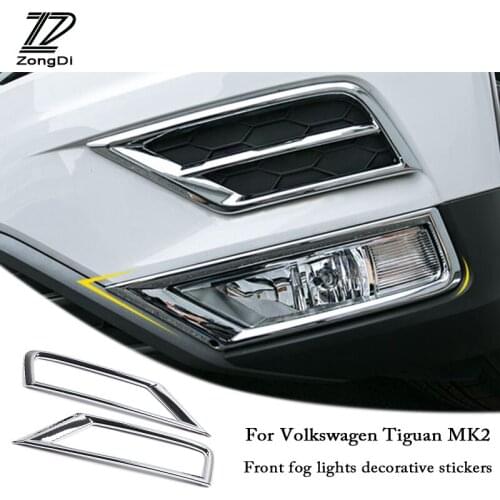 ZD Car Front Fog Light Covers Fit For Volkswagen Tiguan MK2 2016 VW Tiguan 2017 Accessories Day Running head Light Frame Trim