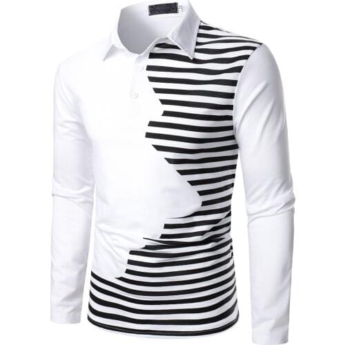 Striped Polo Shirts Men Brand New Long Sleeve Para Hombre Casual Streetwear Breathable Quick Dry Polo Homme Patchwork Mens Shirt
