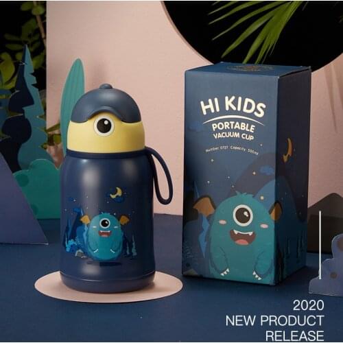 500ml Portable Straw Rope Stainless Steel Vacuum Water Thermos for Kid Children Students Home School Bottle Flask Baby Sippy Cup