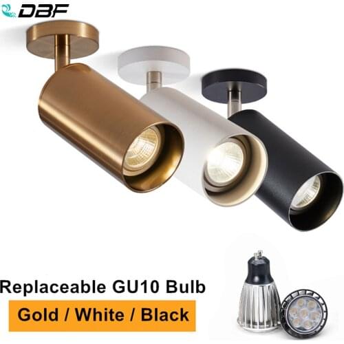 [DBF]360 Degree Rotatable Surface Mounted Ceiling Downlight with 7W GU10 Bulb Replaceable LED Spot Light for Kitchen Living room