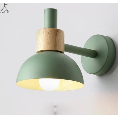 Bedside LED Wall Lamp with Switch Nordic Modern E27 110V 220V Iron and Wood Sconce Lights for Bedroom Living Room Kitchen Stairs