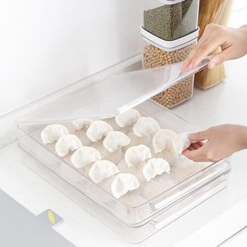 Pet Non-Grid Dumpling Box Transparent Plastic Refrigerator Fresh-Keeping Snack Storage Box
