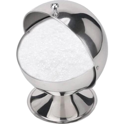 Stainless Steel Spherical Sugar Bowl Seasoning Bottle Spice Jar Tank Can
