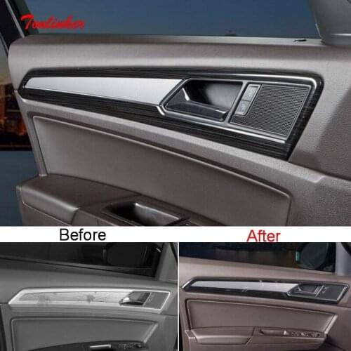 Tonlinker Interior Door Edge Cover stickers For Volkswagen Teramont 2017-20 Car Styling 4 PCS ABS/Stainless steel Cover stickers