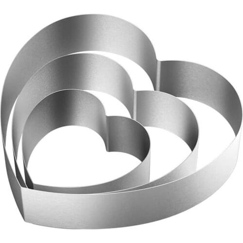 Heart Muffin Tart Rings Multilayer Birthday Cake Baking Pans,Stainless Steel Rings Heart Molding Mousse Cake Rings 3Pcs