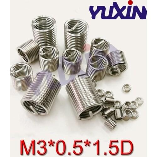 100pcs M3*0.5*1.5DWire Thread Insert Stainless Steel 304 Wire Screw Sleeve, M3 Screw Bushing Helicoil Wire Thread Repair Inserts