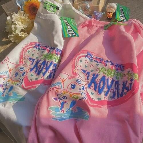 Women Tshirt Japan lovely T-shirt Harajuku Summer Short Sleeve Top vintage punk album diary Kawaii Streetwear Printing Aesthetic