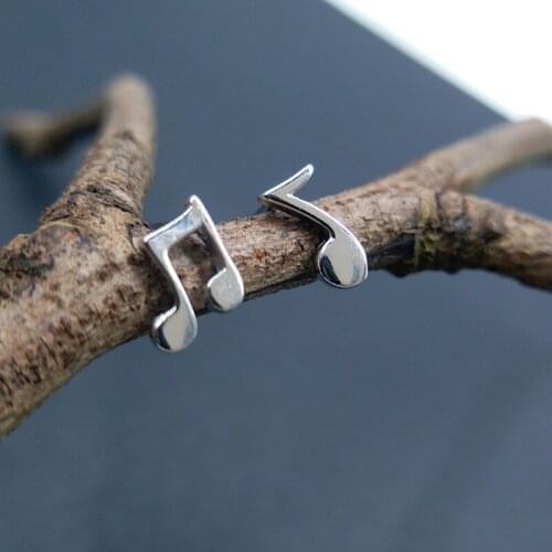 Speical fashion 100% pure 925 sterling silver earrings Music note stud earrings for women girls jewelry gift