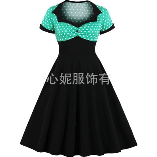 2017 New Summer Dress Sleeveless patchwork style 1950s Vintage Dress Black White Women Party Dress Feminino Rockabilly Vestidos