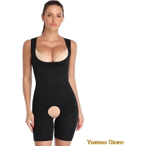 Women Magic Full Body Shaper Thigh Slimmer Slimming Bodysuit Open Bust Girdle Tummy Control Shapewear Waist and Thigh Trainer US