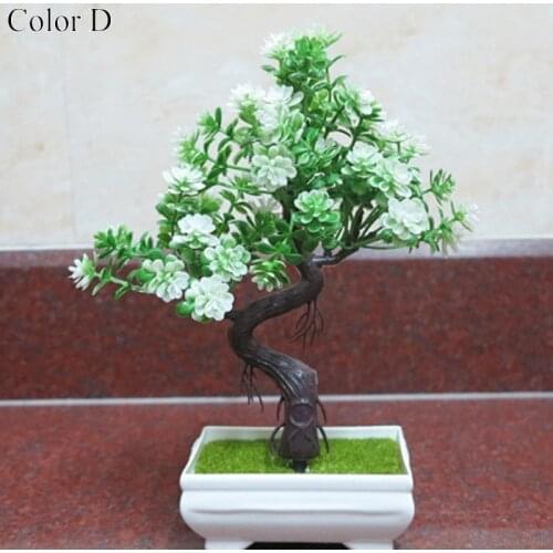 1 Set simulation flower bonsai fake plant decoration for office table accessories artificial flower + vase party Christmas decor
