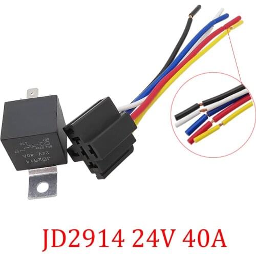1Pcs/Set JD2914 Car Accessories Relay with Harness Socket 24V 40A 5Pin Automotive Control Device Relay for Truck Van Motorcycle