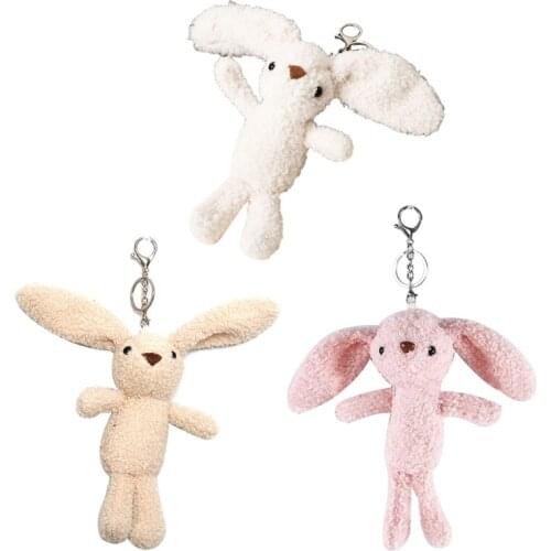 1PC Mini Bunny Soft Cotton Miniature Stuffed Long-ear Rabbit Tiny Joint Doll Plush Keychain Backpack Pendant