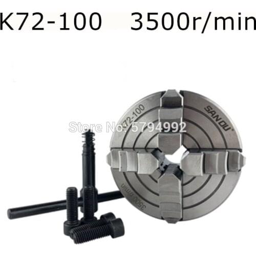 100mm 4 Jaw 4" Lathe Chuck Independent & Reversible Jaw SANOU K72-100 for CNC Drilling Milling woodworking
